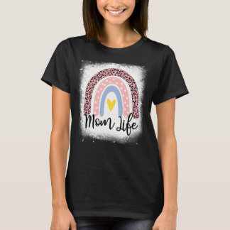 T-shirt Fête des mères Maman Vie Leopard Arc-en-ciel Mama 