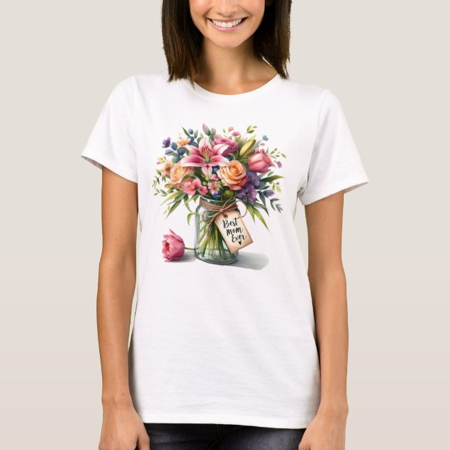 T-shirt Fête des mères Meilleure maman jamais en aquarelle (Devant)