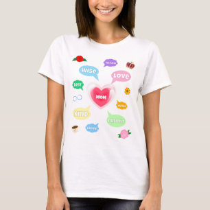 T-shirt Fête des mères Meilleure maman Mot Nuages Reine Co