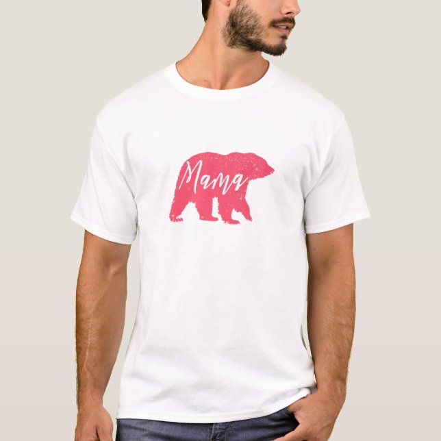 T-shirt Fête des mères, ours rose Femme maman ours (Devant)