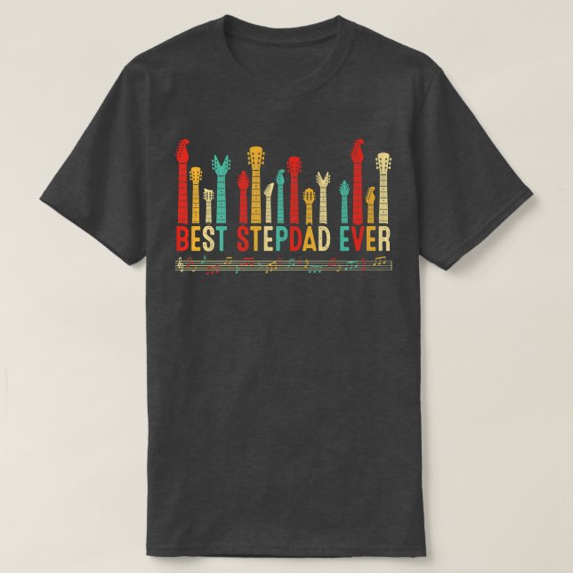 T-shirt Fête des pères Best Stepdad Ever Guitar Lover Guit (Design devant)