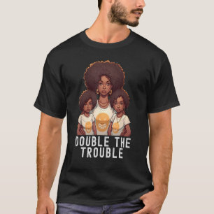 T-shirt Fête des pères Black Twin Dad Double le problème Q