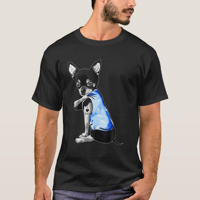 T-shirt Fête des pères Cadeaux Chihuahua Chien Tattoo I Lo (Devant)