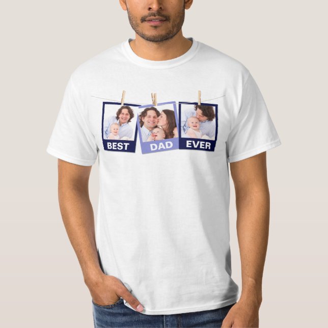 T-shirt Fête des pères| Collage photo de Best Dad Ever 3 (Devant)