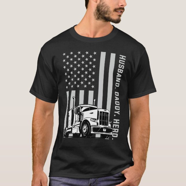 T-shirt Fête des pères de drapeau américain de chauffeur (Devant)