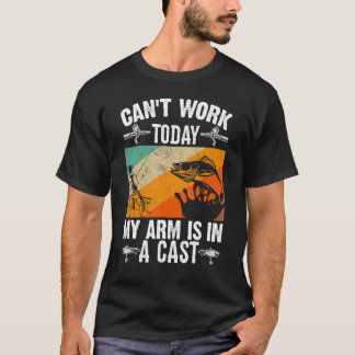 T-shirt Fête des pères de pêche Je ne peux pas travailler
