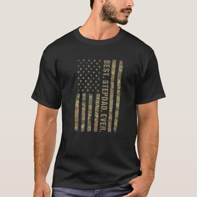 T-shirt Fête des pères Drapeau Américain Mens Best Stepdad (Devant)