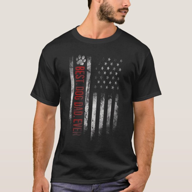 T-shirt Fête des pères Drapeau Américain pour chien de tai (Devant)