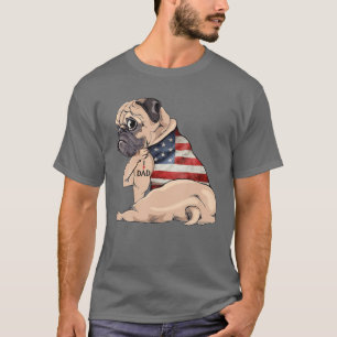 T-shirt Fête des pères Drôle Chien Carlin J'aime Papa Tatt