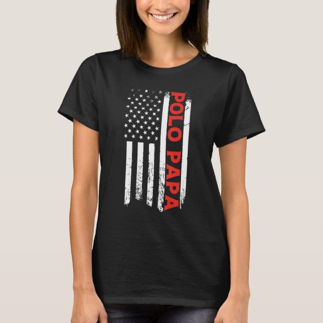 T-shirt Fête des pères du drapeau américain Polo Papa (Devant)