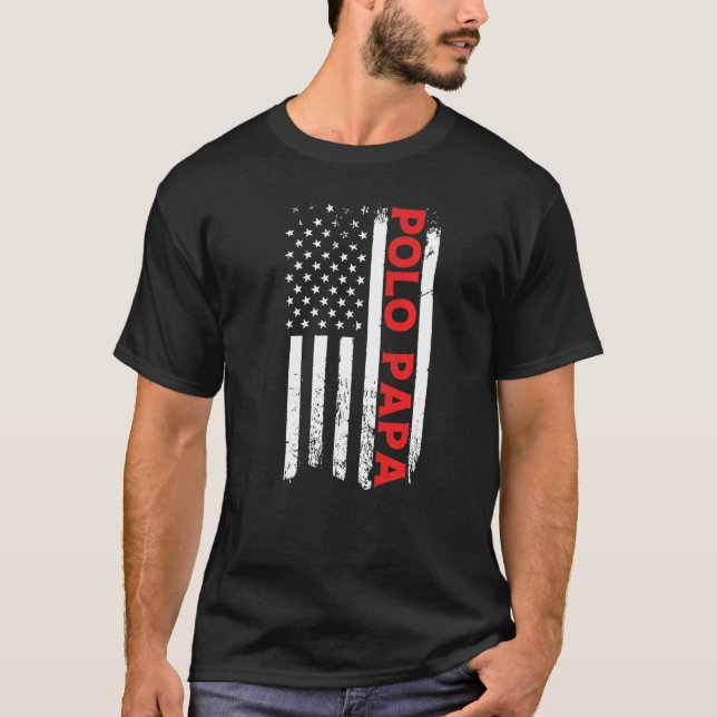 T-shirt Fête des pères du drapeau américain Polo Papa (Devant)