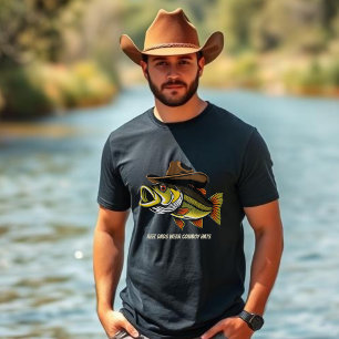 T-shirt Fête des pères Funny Fish portant un Casquette Cow