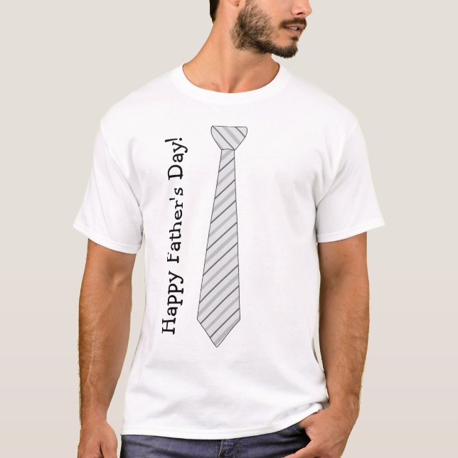 T-shirt Fête des pères heureuse ! Cravate gris-clair de (Devant)