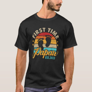 T-shirt Fête des pères Mens First Time Papaw 2023 promu T