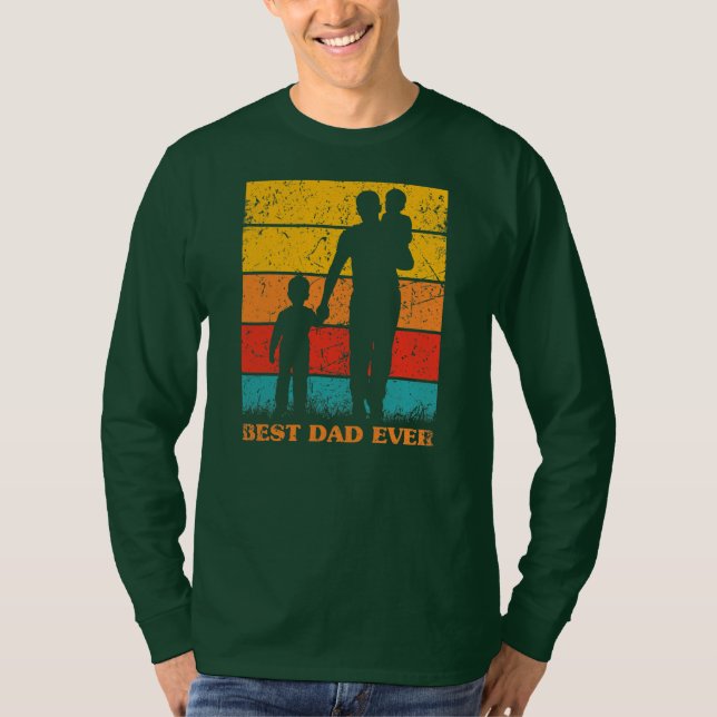 T-shirt Fête des pères Mens Meilleur Papa Jamais Retro Sun (Devant)