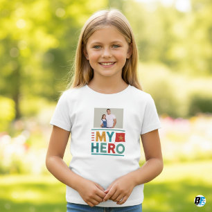 T-Shirt Fête des pères   Mon héros   Photo Avec Papa