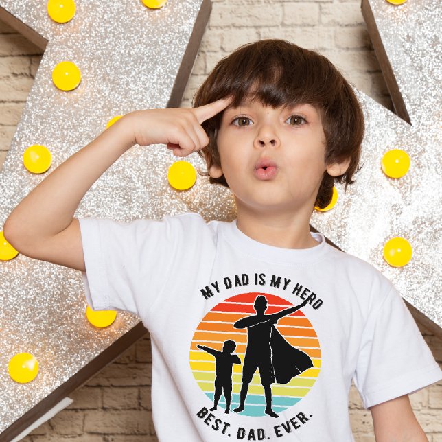 T-shirt Fête des pères Mon père est mon héros Meilleur pap (Créateur téléchargé)