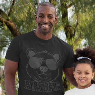 T-shirt Fête des pères   Ours Pa   Black ON Black Modern