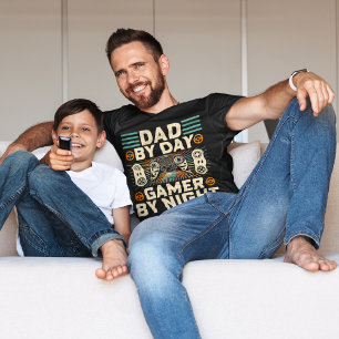 T-shirt Fête des pères papa par jour Gamer par nuit