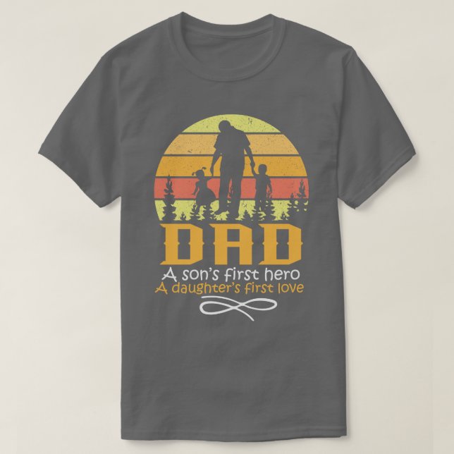 T-shirt Fête des pères Papa premier amour et premier héros (Design devant)