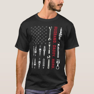 T-shirt Fête des pères patriotique de papa de mécanicien