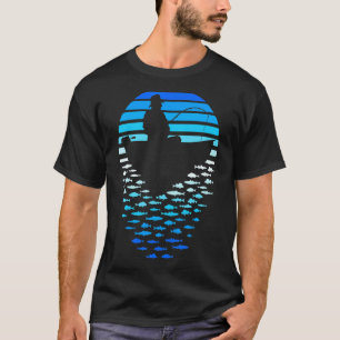 T-shirt Fête des Pères Pêche Rétro Coucher de soleil Pêche