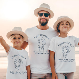 T-shirt Fête des pères, père tenant deux enfants