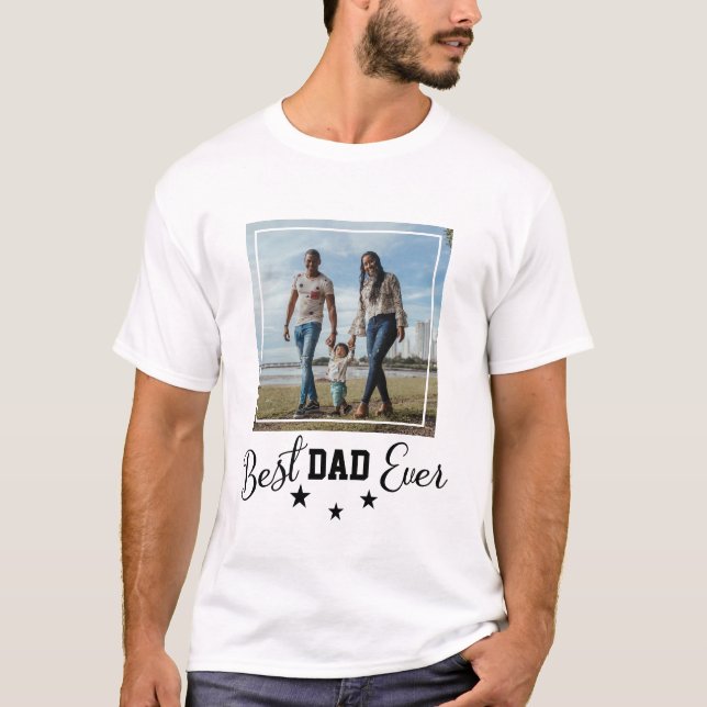T-shirt Fête des pères photo Best Papa Ever Typographie (Devant)