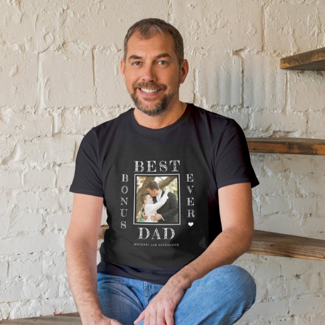 T-shirt Fête des pères photo meilleur bonus papa jamais st (Créateur téléchargé)