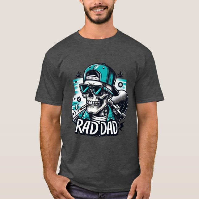 T-shirt Fête des pères rétro drôle Rad Papa squelette (Devant)