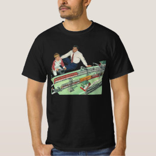 T-shirt Fête des pères vintage, père et fils avec Trains