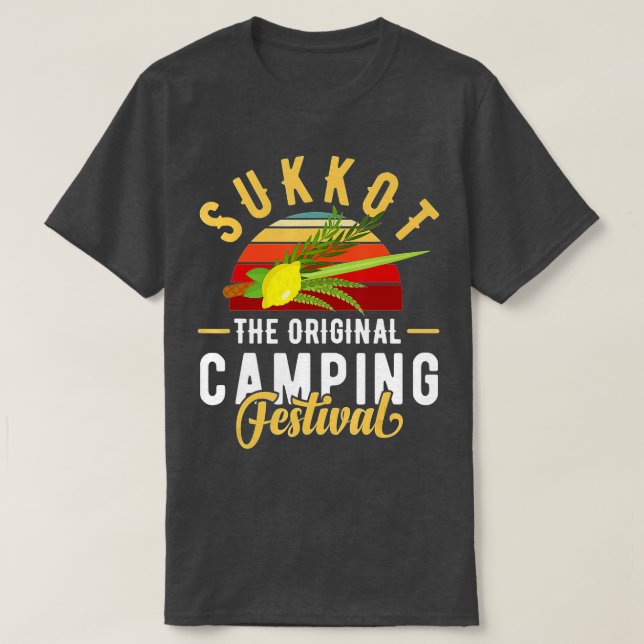 T-shirt Fête des Tabernacles avec Lulav et Etrog ou Sukko (Design devant)