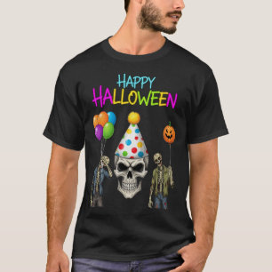 T-shirt Fête d'Halloween Zombie et Crâne