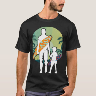 T-shirt Fête du Père Papa et son jumelage Surfeur vintage