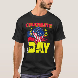T-shirt Fête du Travail Américain Drapeau Employé