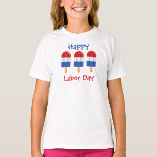 T-shirt Fête du travail crème glacée pop rouge, blanche et