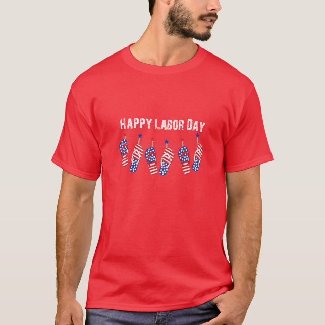 T-shirt Fête du Travail Drôle Slipper drapeau américain (Devant)