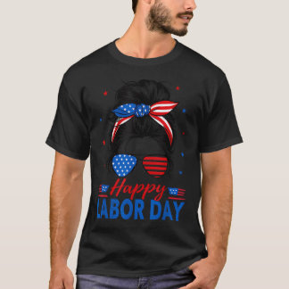 T-shirt Fête du Travail USA Bun Messy