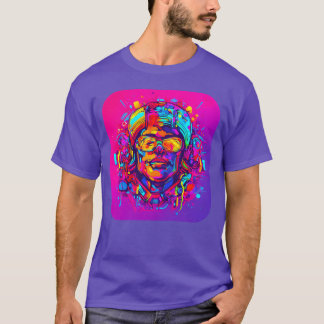 T-shirt Fête électro drôle avec néon coloré lumineux