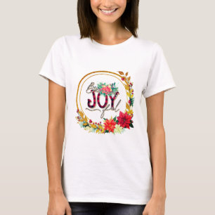 T-shirt Fête Florale et Noël à Carreaux Joyeux
