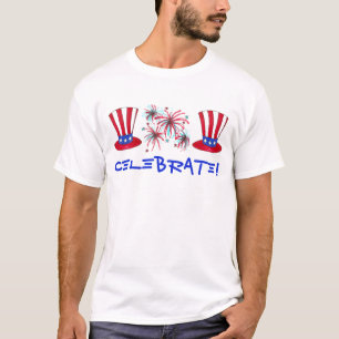 T-shirt Fête Juillet 4 Feu d'artifice Oncle Sam USA