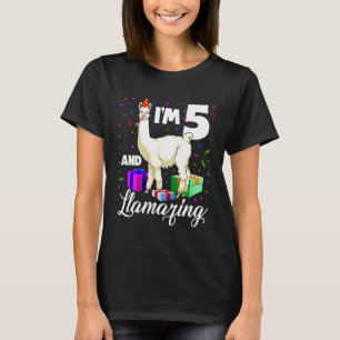 T-shirt Fête Lama Alpaca J'ai 5 Ans Et Lama Génial Party