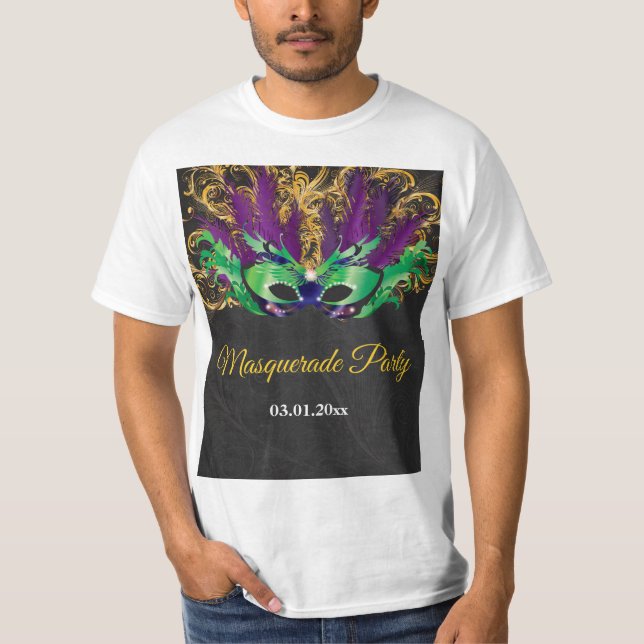 T-shirt Fête Mascarade Magique Nuit Verte Purple Or (Devant)