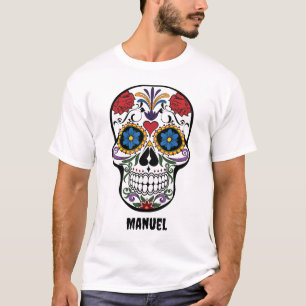 T-shirt Fête mexicaine du crâne mort et nom