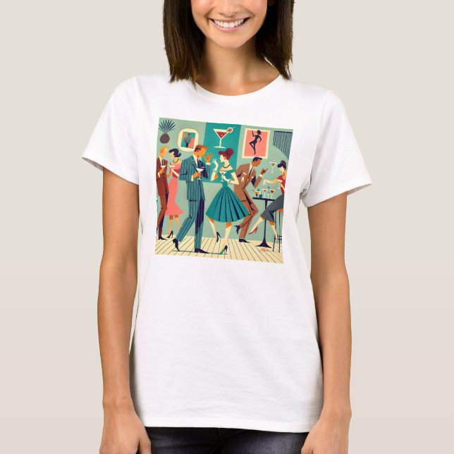 T-shirt Fête Moderne Du Milieu Du Siècle Martini Dance (Devant)