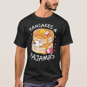 T-shirt Fête pyjama crêpes et drôle de chat