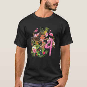 T-shirt Fête Tiki d'anniversaire 4 ans Été Hula Luau Hawaï