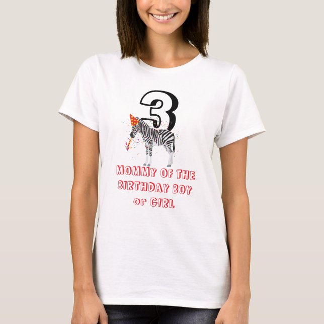 T-shirt Fête Zèbre - Fête Anniversaire Maman Garçon (Devant)