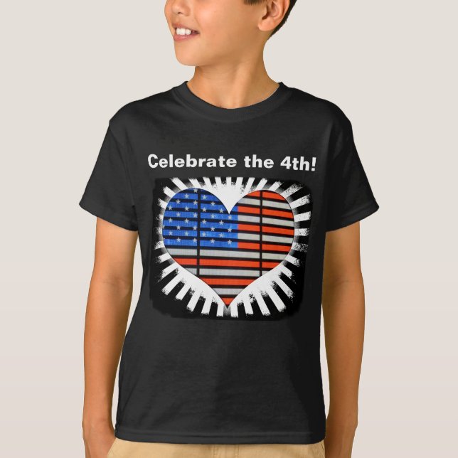 T-shirt Fêter le 4ème drapeau américain (Devant)
