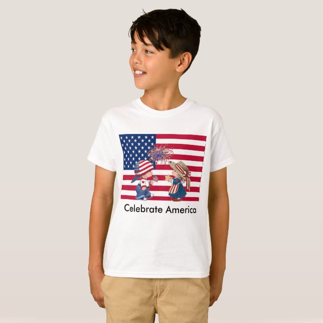 T-shirt Fêter le drapeau américain (Devant entier)